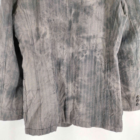 コムデギャルソンオム COMME des GARCONS HOMME 04aw ブリーチ ストライプ ウールポリ 縮絨 3Bテーラードジャケット ムラ染め メンズ JPN:L