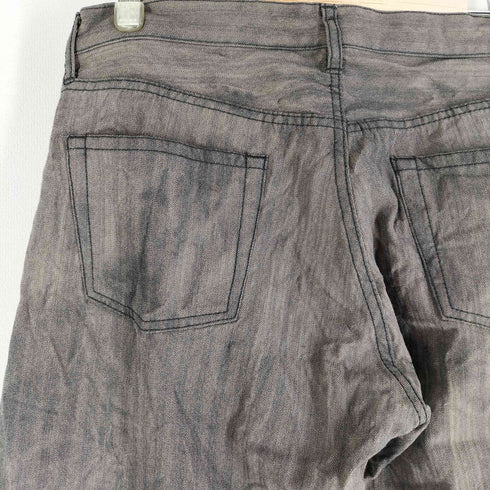 コムデギャルソンオム COMME des GARCONS HOMME 04aw ブリーチストライプ ウールポリ 縮絨 スラックス ムラ染め メンズ JPN:L