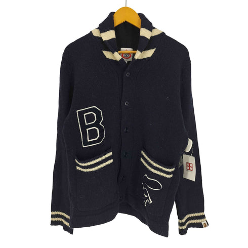 アベイシングエイプ A BATHING APE GORILLA WOOL ショールカラー ウール レタード カーディガン メンズ JPN:M