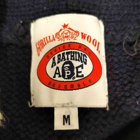 アベイシングエイプ A BATHING APE GORILLA WOOL ショールカラー ウール レタード カーディガン メンズ JPN:M