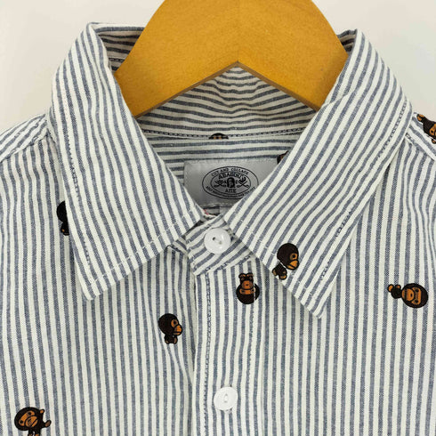アベイシングエイプ A BATHING APE MILO マイロ マルチ ストライプ フラップポケット ワーク L/S シャツ 猫目ボタン メンズ JPN:L