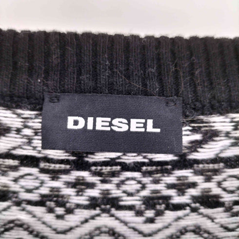 ディーゼル DIESEL カシミヤ混 民族柄 ヤシの木 クルーネック ライトウェイト ニット メンズ import:M