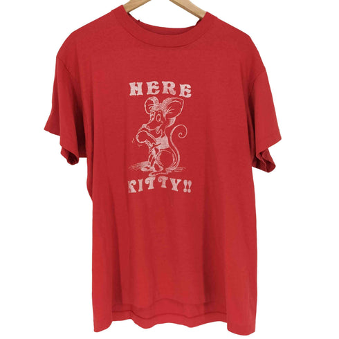 袖裾シングル HERE KITTY フロントプリントクルーネックTシャツ メンズ