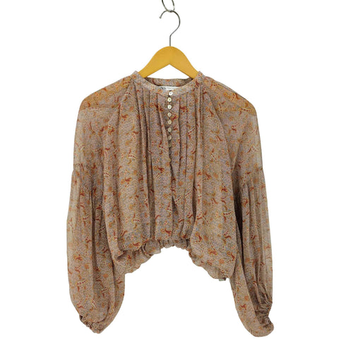 ザラ ZARA ペイズリープリント シフォンブラウス レディース import:M