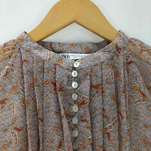 ザラ ZARA ペイズリープリント シフォンブラウス レディース import:M