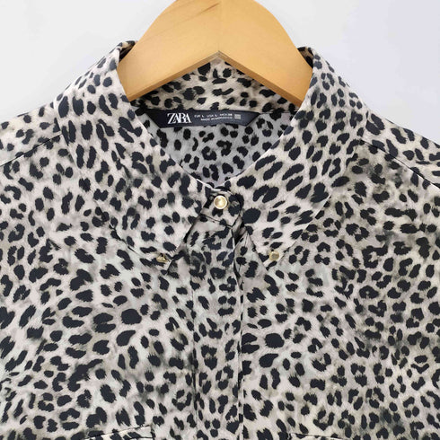 ザラ ZARA レオパードボタンダウンシャツ レディース import:L