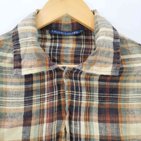 ラルフローレン RALPH LAUREN リネン袖ボリュームチェックシャツ レディース 14