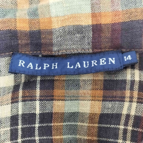 ラルフローレン RALPH LAUREN リネン袖ボリュームチェックシャツ レディース 14