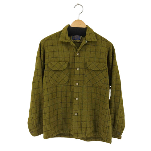 ペンドルトン PENDLETON 60s MADE IN USA フラップ両ポケ ウールチェック オープンカラーシャツ ボードシャツ メンズ import:M
