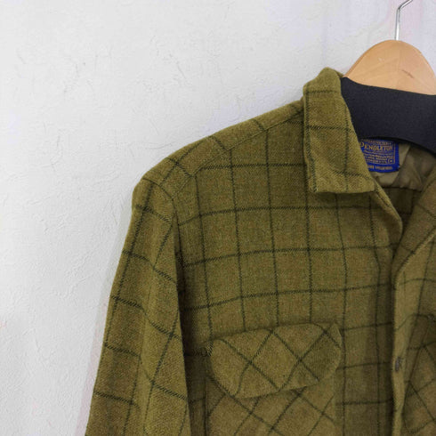 ペンドルトン PENDLETON 60s MADE IN USA フラップ両ポケ ウールチェック オープンカラーシャツ ボードシャツ メンズ import:M