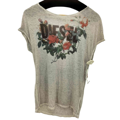 ディーゼル DIESEL 薔薇プリント シアーカットソー レディース