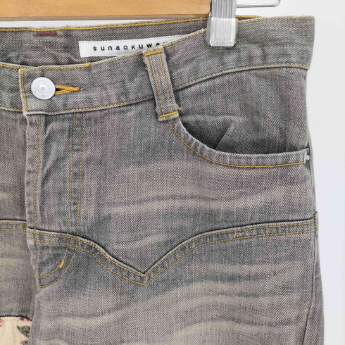 スナオクワハラ sunaokuwahara 15AW ボブラン パッチワーク ローライズ デニム パンツ Y2K レディース JPN:S