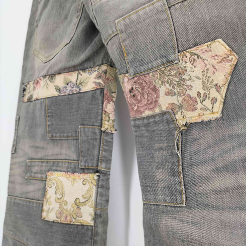 スナオクワハラ sunaokuwahara 15AW ボブラン パッチワーク ローライズ デニム パンツ Y2K レディース JPN:S
