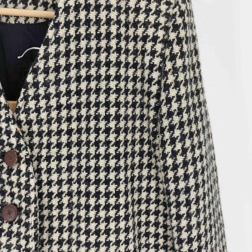 アイエスイッセイミヤケ I.S. ISSEY MIYAKE 80S ウール ツイード 千鳥格子 ノーカラー ジャケット スカート セットアップ レディース 7