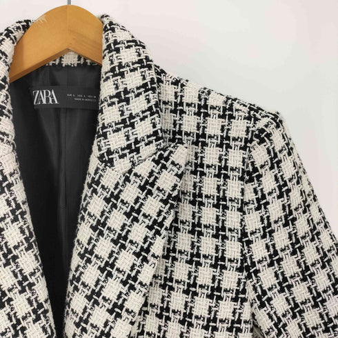ザラ ZARA ループ ツイード ダブルブレスト チェスターコート レディース import:L