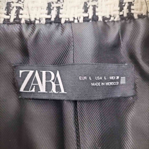 ザラ ZARA ループ ツイード ダブルブレスト チェスターコート レディース import:L