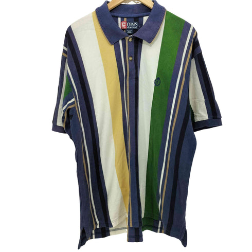チャップスラルフローレン CHAPS RALPH LAUREN 90s ストライプ柄 ショートスリーブ ポロシャツ メンズ import:L