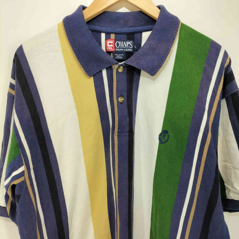 チャップスラルフローレン CHAPS RALPH LAUREN 90s ストライプ柄 ショートスリーブ ポロシャツ メンズ import:L
