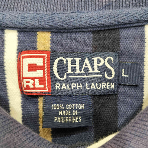 チャップスラルフローレン CHAPS RALPH LAUREN 90s ストライプ柄 ショートスリーブ ポロシャツ メンズ import:L