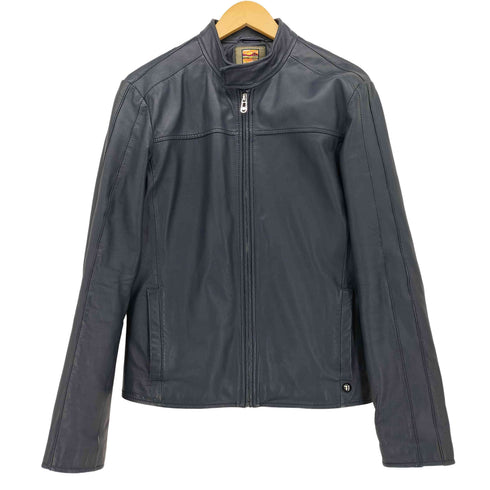 トラサルディ ジーンズ TRUSSARDI JEANS スタンドカラー シングルレザージャケット メンズ EUR:46