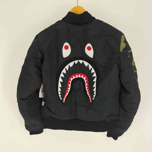 アベイシングエイプ A BATHING APE 初期型 SHARK MA-1 フライトジャケット シャーク ウール リブ メンズ JPN:S