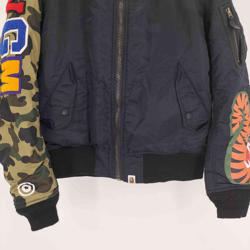 アベイシングエイプ A BATHING APE 初期型 SHARK MA-1 フライトジャケット シャーク ウール リブ メンズ JPN:S
