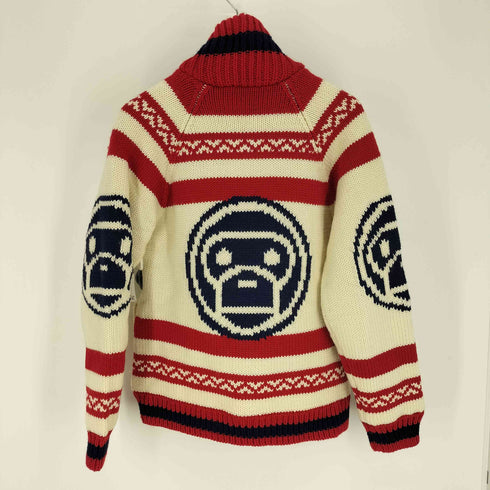 アベイシングエイプ A BATHING APE BABY MILO WOOL COWICHAN マイロ 裏地キルティング ウール ニット カウチン ジャケット メンズ JPN:L