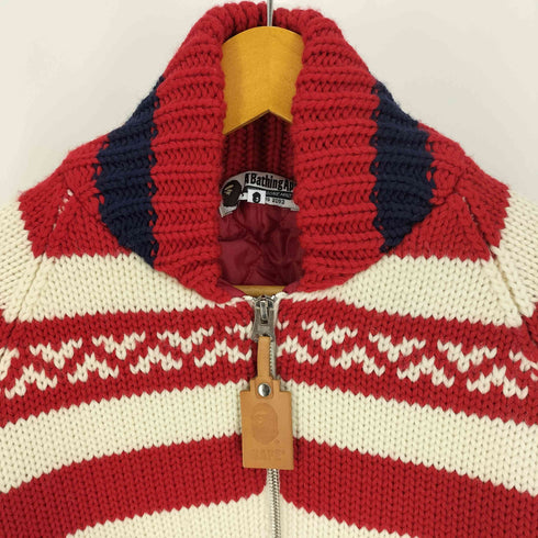 アベイシングエイプ A BATHING APE BABY MILO WOOL COWICHAN マイロ 裏地キルティング ウール ニット カウチン ジャケット メンズ JPN:L