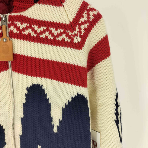 アベイシングエイプ A BATHING APE BABY MILO WOOL COWICHAN マイロ 裏地キルティング ウール ニット カウチン ジャケット メンズ JPN:L