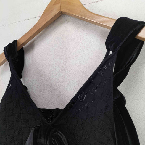 ANDREJ GRONAU ベロア&メッシュ フロントリボンタンクトップ import レディース import:S
