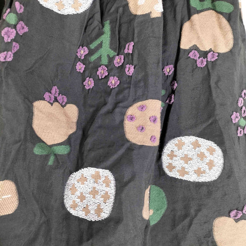 エムアンドキョウコ M.&kyoko 総柄 刺繍リブスカート レディース 1