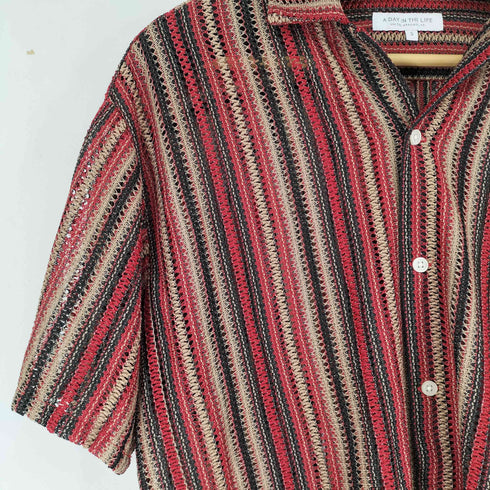 アデイインザライフユナイテッドアローズ A day in the life UNITED ARROWS レース ストライプ オープンカラーシャツ メンズ JPN:S
