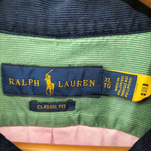ラルフローレン RALPH LAUREN CLASSIC FIT マルチカラー コーデュロイ L/S ボタンダウンシャツ メンズ import:XL
