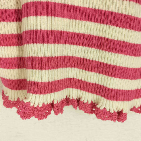 Emily Temple cute タートルネック レースデザイン ボーダーニット レディース M