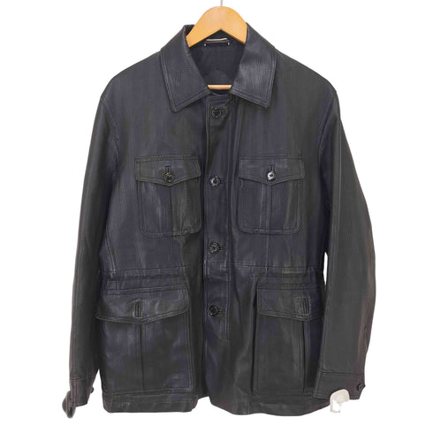 アクアスキュータム AQUASCUTUM パンチングラムレザージャケット メンズ import:M