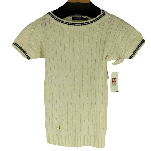 ローレンラルフローレン LAUREN RALPH LAUREN ケーブル編み 半袖コットンニット レディース import:XS