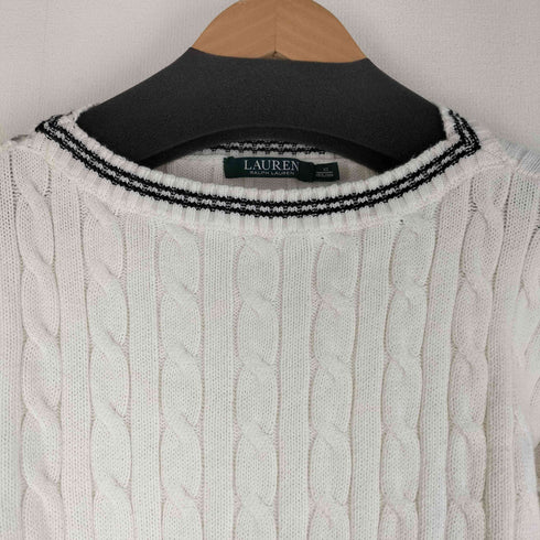 ローレンラルフローレン LAUREN RALPH LAUREN ケーブル編み 半袖コットンニット レディース import:XS