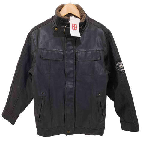 hawke&co PVCレザー ジップアップジャケット 裏ボア レディース