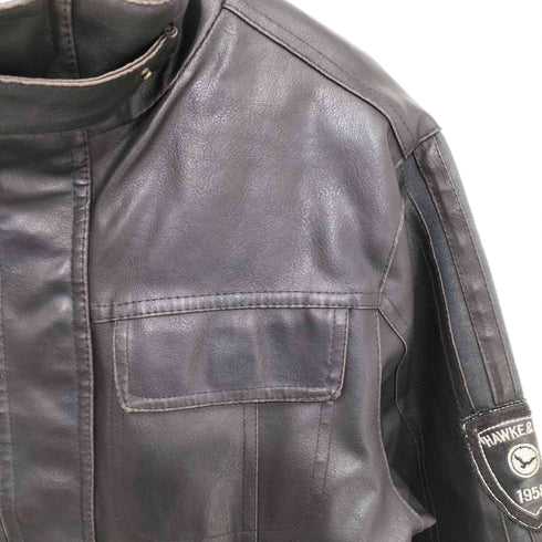 hawke&co PVCレザー ジップアップジャケット 裏ボア レディース
