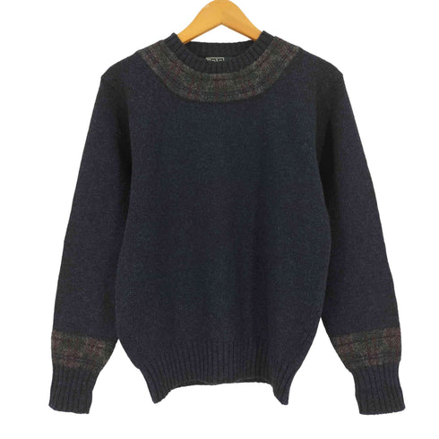 ポロバイラルフローレン Polo by RALPH LAUREN 80-90S 緑タグ チェック ライン メランジ ウール クルーネック ニット セーター メンズ import:L