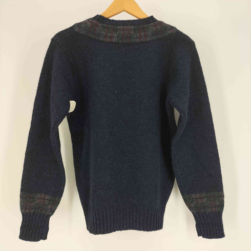 ポロバイラルフローレン Polo by RALPH LAUREN 80-90S 緑タグ チェック ライン メランジ ウール クルーネック ニット セーター メンズ import:L