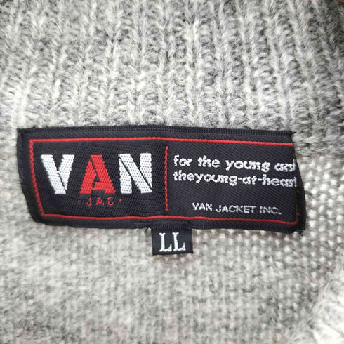 ヴァンヂャケット VAN JAC ミックスカラー スタンドネック ウール ニット カーディガン メンズ LL