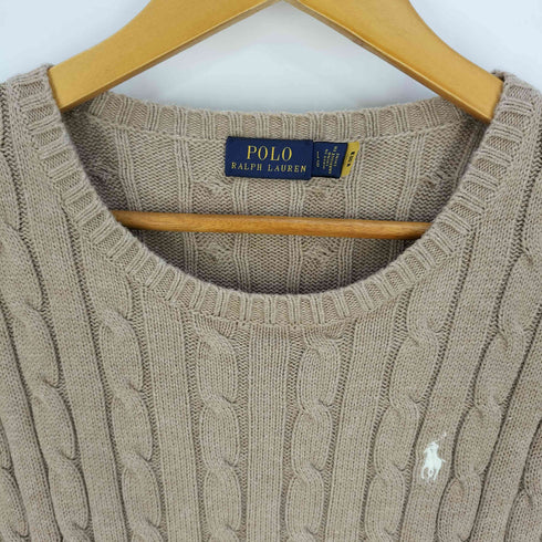 ポロラルフローレン POLO RALPH LAUREN ポニー刺繍 コットン クルーネック ケーブルニット レディース import:L