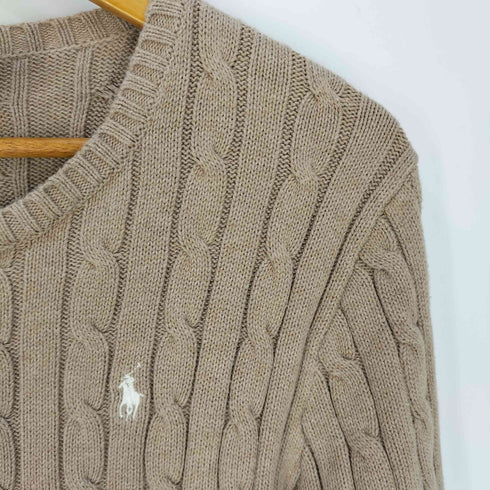 ポロラルフローレン POLO RALPH LAUREN ポニー刺繍 コットン クルーネック ケーブルニット レディース import:L