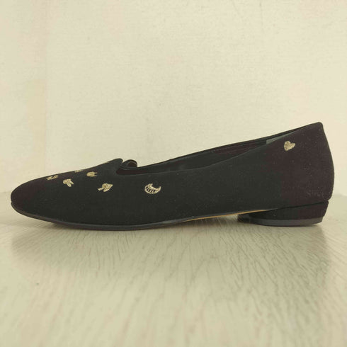 ツモリチサトウォーク tsumori chisato walk 刺繍 スリッポン ブラックスエード レディース JPN:24
