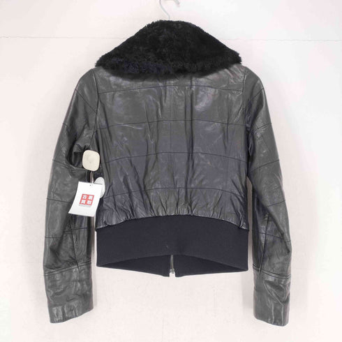 バナナリパブリック BANANA REPUBLIC ラムレザー ジップアップ ファージャケット レディース S