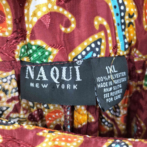 NAQUI スクエアネック 総柄プリーツワンピース レディース 1XL