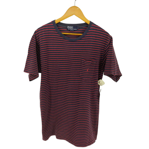 ポロバイラルフローレン Polo by RALPH LAUREN スモールポニー刺繍 片ポケ 鹿の子ボーダーTシャツ メンズ import:M