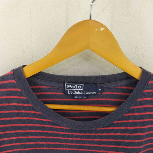 ポロバイラルフローレン Polo by RALPH LAUREN スモールポニー刺繍 片ポケ 鹿の子ボーダーTシャツ メンズ import:M