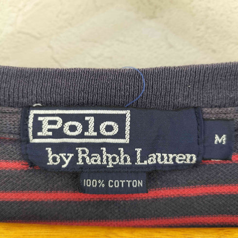 ポロバイラルフローレン Polo by RALPH LAUREN スモールポニー刺繍 片ポケ 鹿の子ボーダーTシャツ メンズ import:M